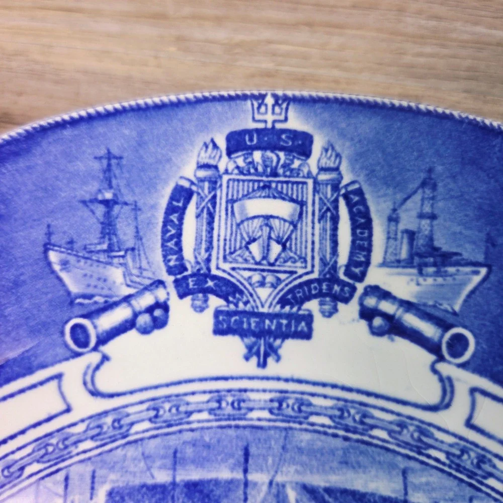 Wedgwood US Naval Academy Hop 1869 Plate Blue White Transferware 10